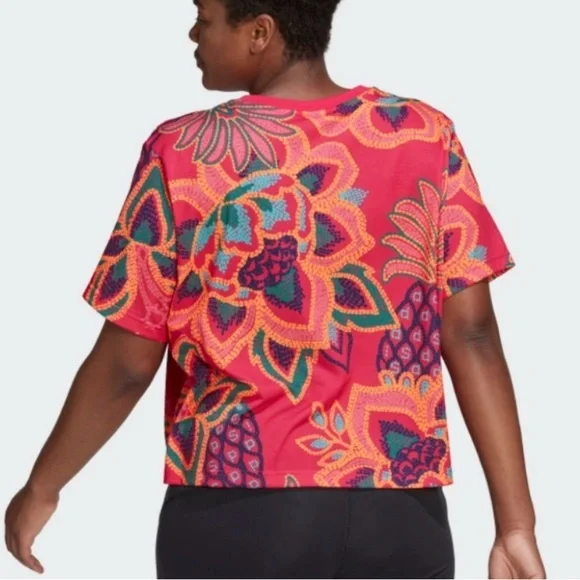 Adidas x FARM Rio collaboration Multicolor Floral Short Sleeve Top - Picture 2 of 6